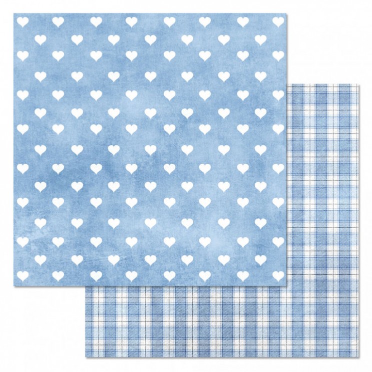 Double-sided sheet of ScrapMania paper " Phonomix. Blue. Hearts", size 30x30 cm, 180 g/m2