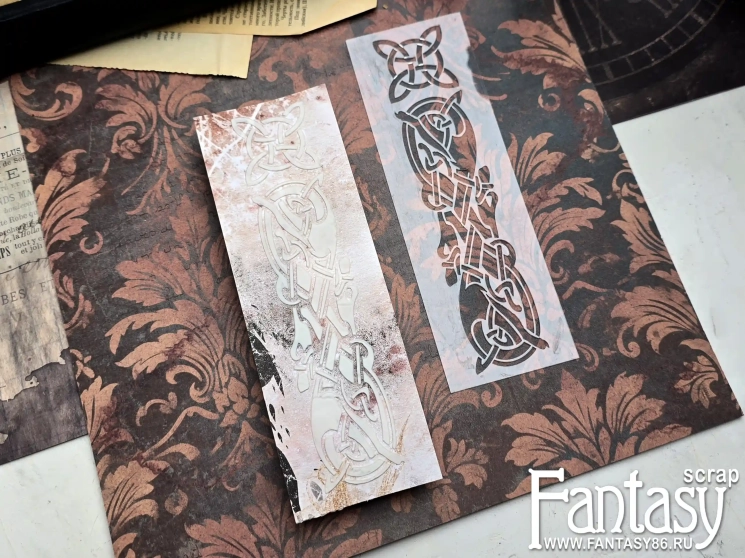 Трафарет FantasyScrap «Кельтская птица», Tfd-039, толщина пластика 0,5 мм, размер 6,5*20 см