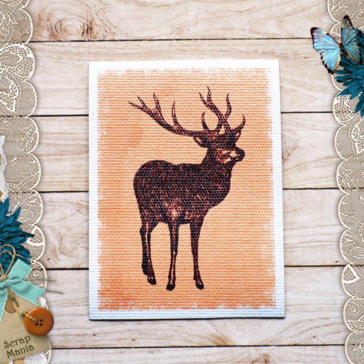 Fabric card " Tourist's diary. Deer " size 9*6.5 cm (ScrapMania)