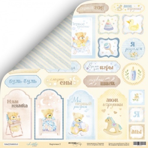 Двусторонний лист бумаги ScrapМир Little bear "Карточки 2" размер 30*30см, 190гр