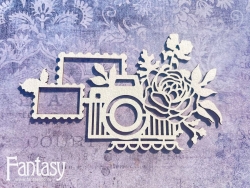 Чипборд Fantasy "Композиция фотоаппарат и цветы 2989" размер 7*11 см 