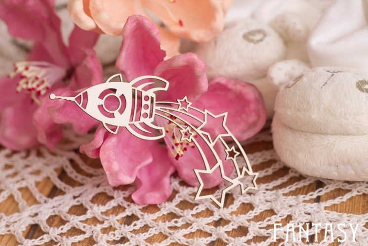 Chipboard Fantasy "Rocket" size 10.1*4.2 cm