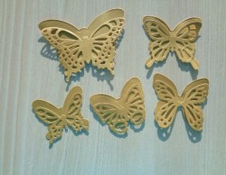Вырубка бабочки золотые дизайнерская бумага перламутровая 125 гр.