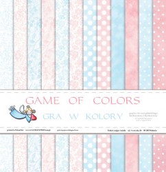 Набор двусторонней бумаги Galeria papieru "Game of Colors. Игра цвета" 12 листов, размер 30х30 см, 200 гр/м2