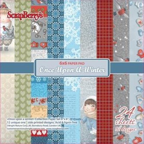 1/2 Set of Scrapberry's "Once upon a Winter" single-sided paper, 12 sheets, size 15x15 cm, 170 g /m2