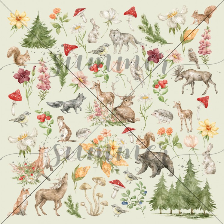Sheet for cutting out Summer Studio "Spirit of nature", size 30.5*30.5cm, 190gr