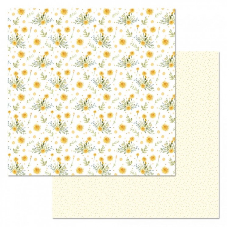 Double-sided sheet of ScrapMania paper "Dandelion jam. Fuzzies", size 30x30 cm, 180 g/m2