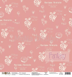 Односторонний лист бумаги MonaDesign Французский сад "Нежный" размер 30,5х30,5 см, 190 гр/м2 