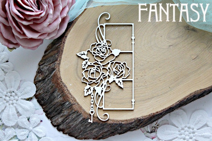 Chipboard Fantasy "Frame with roses 607" size 10*5.5 cm