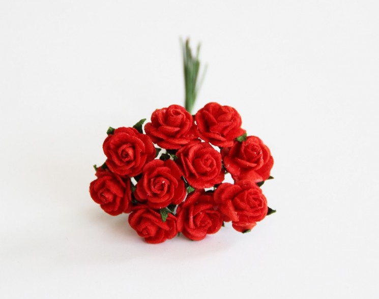 Roses "Red" size 1 cm, 10 pcs
