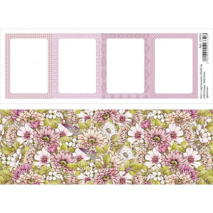 Двусторонний лист с картинками "Непоседы. Карточки. Девочка", 10х30 см, 180 гр/м2