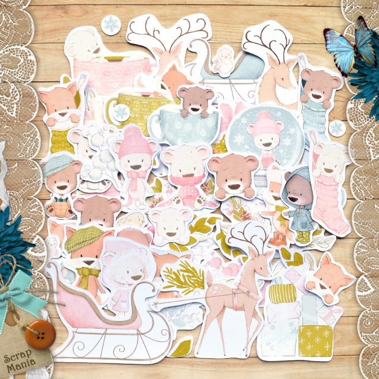 Набор высечек из бумаги "Новогодняя Ванилька" (ScrapMania), 70 шт