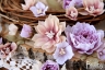 Набор цветов из ткани ручной работы Rosalina "Радость в сердце", 19 цветочков + 7 листочков + 2 цветочных веточки, размер от 1 см до 4,5 см