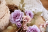 Набор цветов из ткани ручной работы Rosalina "Радость в сердце", 19 цветочков + 7 листочков + 2 цветочных веточки, размер от 1 см до 4,5 см