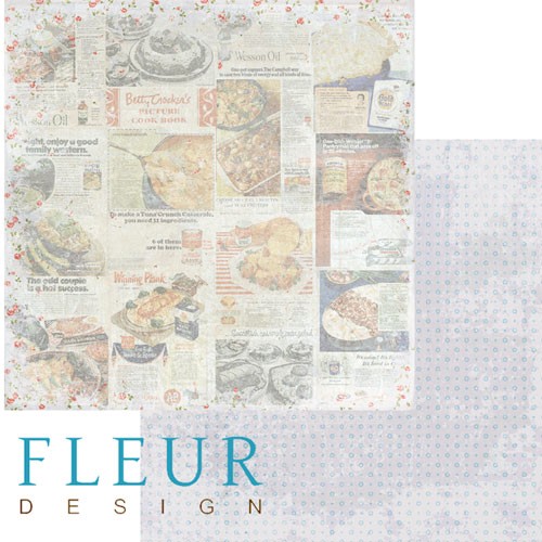 Double-sided sheet of paper Fleur Design Cherry dessert "Recipes", size 30. 5x30. 5 cm, 190 g/m2