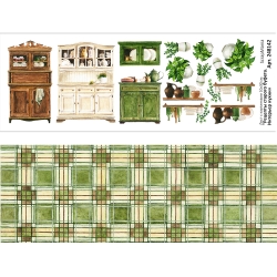 Лист с картинками 10х30 см "Рецепты старого буфета. Интерьер кухни" (ScrapMania), 180 гр 