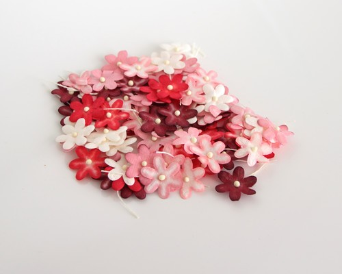Small flowers "Red mix", size 2 cm, 10 pcs