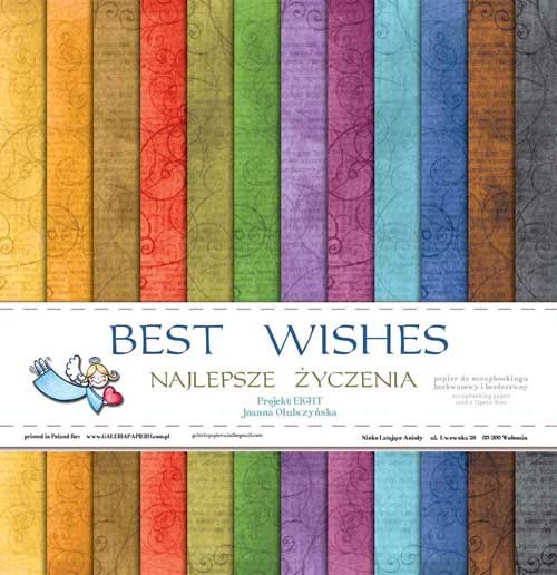 A set of double-sided paper Galeria papieru " Best Wishes. Best wishes" 12 sheets, size 30x30 cm, 200 gr/m2