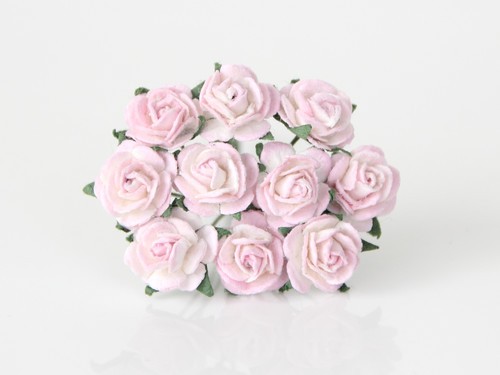 Roses "Pink+white" size 1 cm, 10 pcs