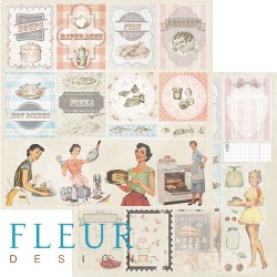 Двусторонний лист бумаги Fleur Design Вишневый десерт "Вырезки", размер 30,5х30,5 см, 190 гр/м2