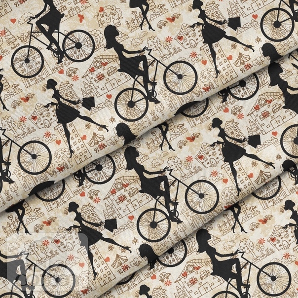 Ткань 100% хлопок Польша "Прогулка дам", размер 50Х50 см, плотность 150 гр/м2 