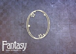 Чипборд Fantasy "Овальная рамка со звездами 1056" размер 6,3*8 см