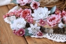 Набор цветов из ткани ручной работы Rosalina "Вдали от суеты", 15 цветочков + 6 листочков + 2 цветочных веточки, размер от 1 см до 5 см