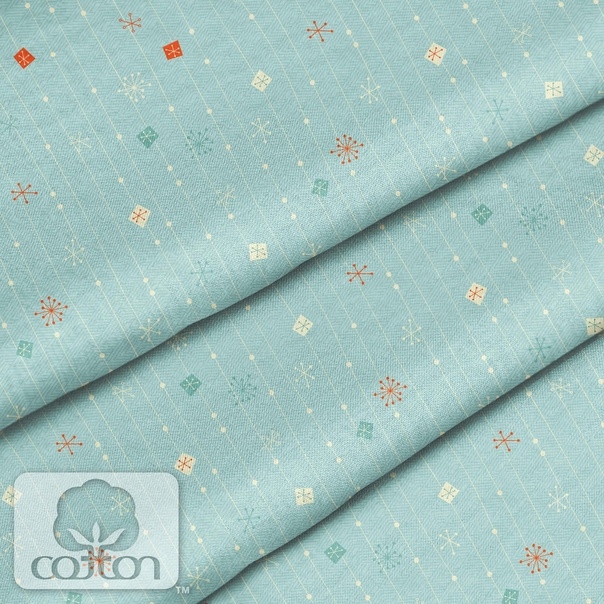 Ткань 100% хлопок Польша "Полоска снежинок", размер 50Х50 см, плотность 150 гр/м2