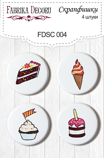 Set of Fabrica Decoru chips "Set No. 004", size 2.5 cm, 4 pcs
