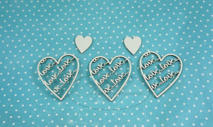 Чипборд Рукоделушка "Сердечки LOVE 1А", размер 3,5*4 см