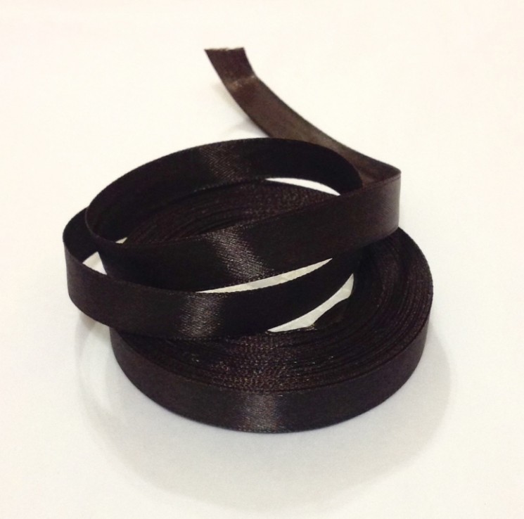 Satin ribbon "Dark chocolate", width 0.6 cm, length 5.6 m
