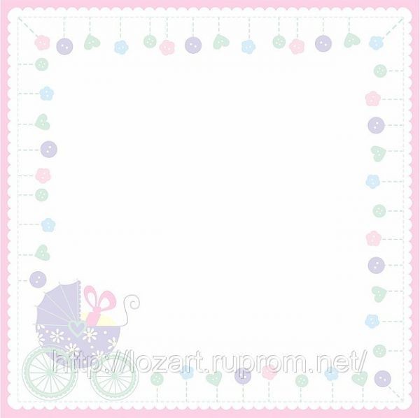One-sided sheet of paper Vine, collection Kids " Stroller. Pink" size 30. 5x30. 5 cm, 160 g/m2