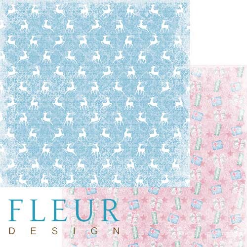 Двусторонний лист бумаги Fleur Design Новогодняя сказка "Узоры", размер 30,5х30,5 см, 190 гр/м2