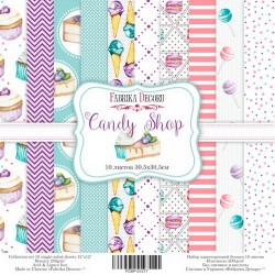 ​Набор двусторонней бумаги Фабрика Декору "Candy Shop",10 листов, размер 30,5х30,5 см, 200 гр/м2