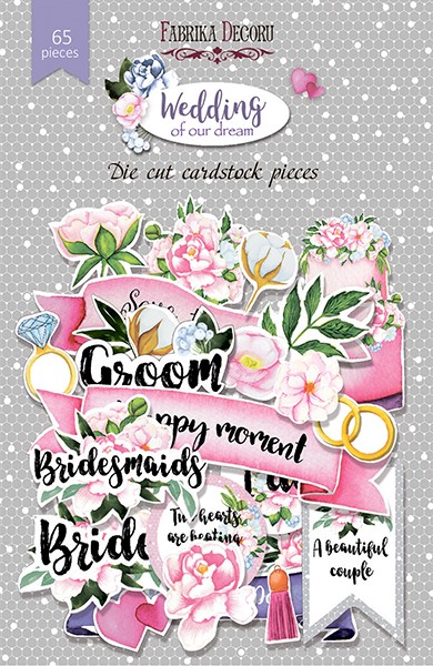 Set of die-cuts Fabrika Decoru collection "Wedding of our dream" 65 pcs