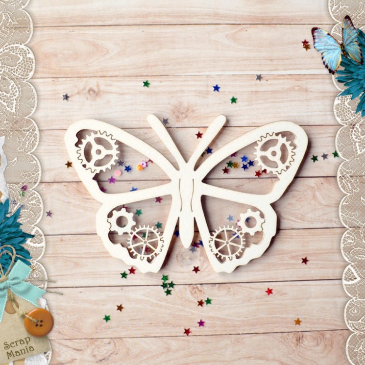 Чипборд "Вечные странники. Шейкер. Бабочка большая" (ScrapMania), размер 8х12 см