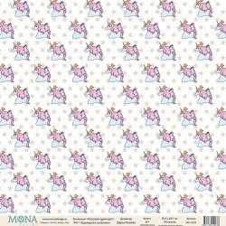 One-sided sheet of paper MonaDesign Pink unicorn 