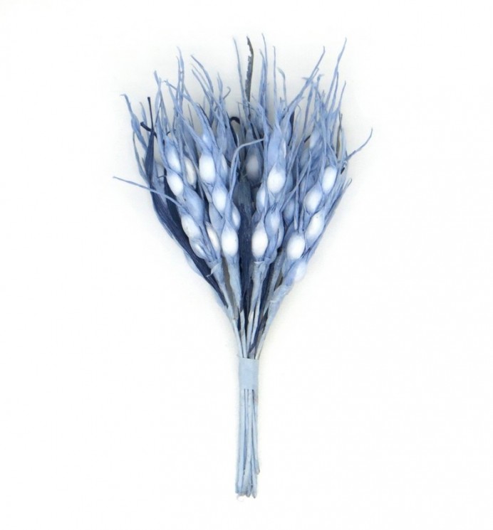 Decorative bouquet of Needlework "Spikelets" blue, 12 pcs, length 8.5 cm