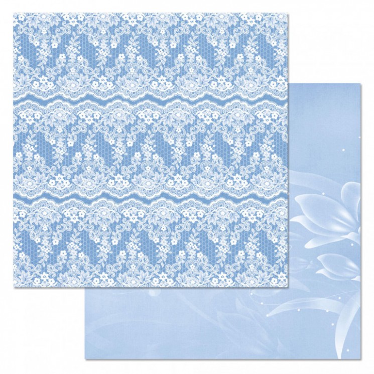Double-sided sheet of ScrapMania paper " Phonomix. Blue. Lace", size 30x30 cm, 180 g/m2