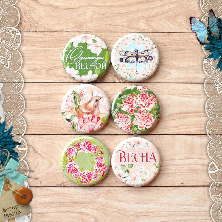 A set of ScrapMania chips " Awakening of nature.Once in the spring", 6 pieces
