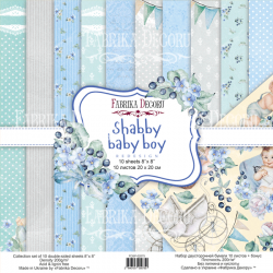 Набор двусторонней бумаги Фабрика Декору "Shabby baby boy redesign",10 листов, размер 20х20 см, 200 гр/м2