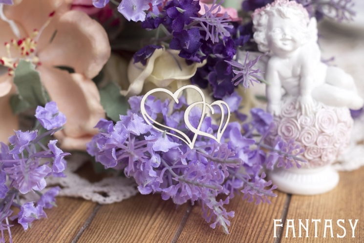 Chipboard Fantasy "Hearts" size 3.4*3.2 cm