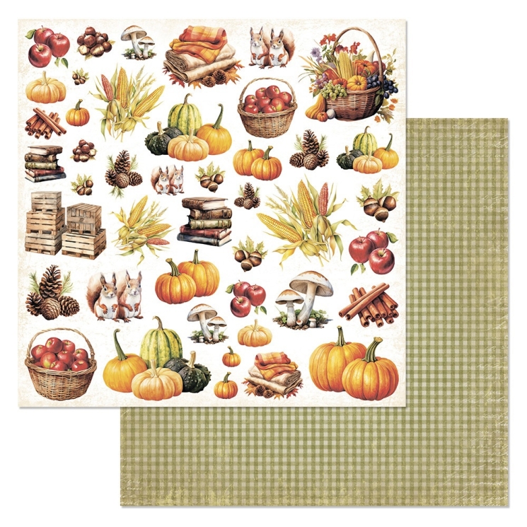 Двусторонний лист "В гостях у осени. Картинки", размер 30*30 см, 180гр (ScrapMania)
