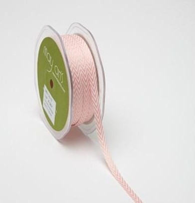 Twill ribbon chevron "Pink", width 0.8 cm, length 1 m