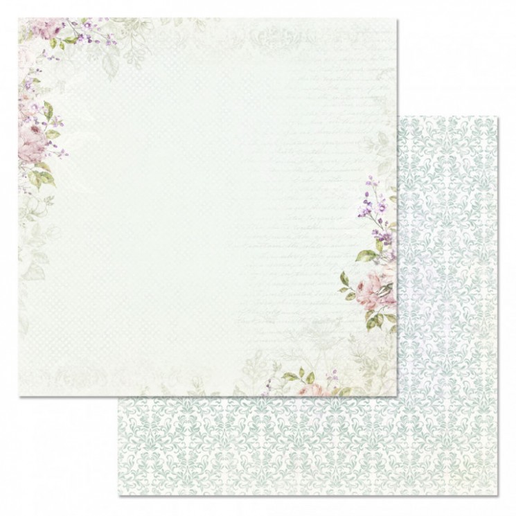 Double-sided sheet of ScrapMania paper " Flower veil. Notes about happiness", size 30x30 cm, 180 gr/m2