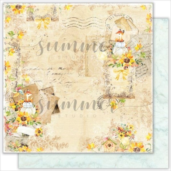 Double-sided sheet of paper Summer Studio Autumn stories "Autumn letters" size 30.5*30.5 cm, 190gr