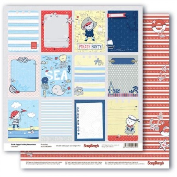 Double-sided sheet of paper Scrapberry's Sea adventures "Cards 2", size 30x30 cm, 180 gr/m2